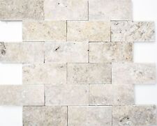 Travertin 3D Steinwand Steine Wand Naturstein hellgrau Brick Splitface silber