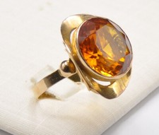 Citrin Feuer Opal Solitär Handarbeit Ring  750 Gold Neu wertig Vintage