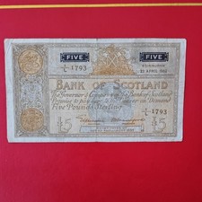 Bank of Scotland £5 5 Pound 1952 Banknote 1/L 1793