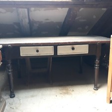 Gesindetisch  Bohlentisch mit 2 Schubladen zu restaurieren, gute Substanz