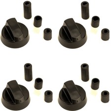 Universal Drehknopf Drehgriff Knebel Schwarz mit Adaptern Herd Kochfeld Backofen