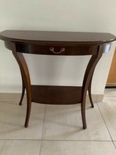 SELVA Wandtisch Konsolentisch Antik Stil Massivholz halbrund kirschbaumfarbig