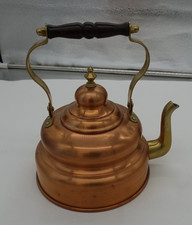Wasserkessel,  Teekessel, Kupfer, Messing,  Planboden, Vintage, 1,5 l, Holzgriff