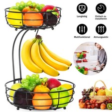 Obstkorb 2 Etagen Obstschale Servierständer Aufbewahrungskorb Bananenhalter