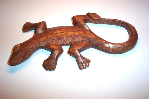 Gecko holz figur - figur, echse
