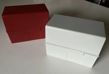 2x HAN 976 DIN A6 Karteikasten rot & grau, max. 400 Karten, Karteikartenbox