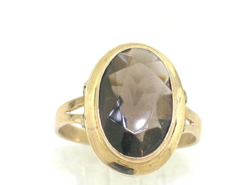 Rauchquarz ring 333 gelbgold - rauchquarz,