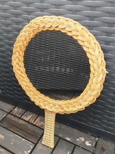 Spiegel Handspiegel mit geflochtenem Rattanrahmen 23 cm