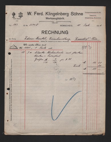 Remscheid rechnung 1906 w - remscheid,,