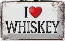 Blechschild 20x30 cm Alkohol i love Whiskey Essen Trinken Bar Club Deko Geschenk