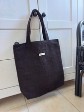 einkaufstasche tragetasche stoff feincord verschließbar  braun B 40 cm x H 39 cm