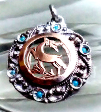 Anhänger Silber 925 Türkis Hirsch Reh Jagd Kranz Tracht Münze gesägt antik