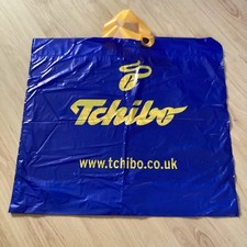 Tchibo Vintage Kunststoff Medium Tragetasche Blau & Gelb Deutsch Tee & Kaffee