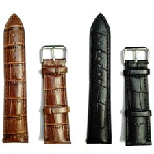 12MM-24MM UHRENARMBAND LEDER EDELSTAHL SCHLIEßE UHR SCHWARZ BRAUN ERSATZ ARMBAND