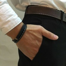 Herren Armband Schwarz Echtes