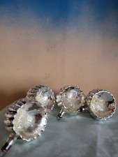  Silberner Christbaumschmuck-Antik- 4 Blüten Innen Glasfäden Selten-Lauscha 1930
