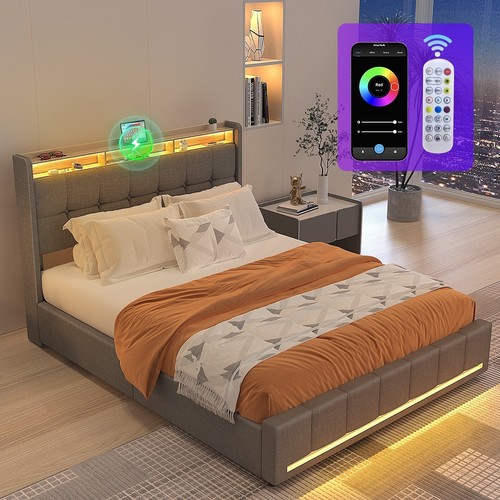 Polsterbett doppelbett mit led - polsterbett,