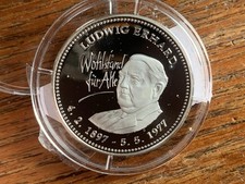 Medaille aus Silber Ludwig Erhard, Polierte Platte (Wohlstand für alle), 1997
