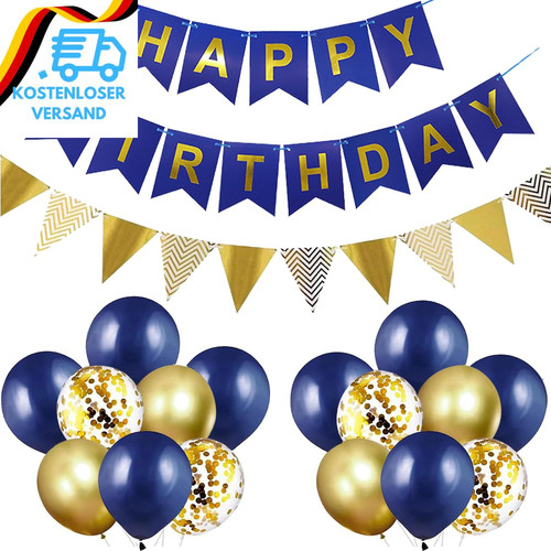 Luftballons gold blau konfetti - gold,