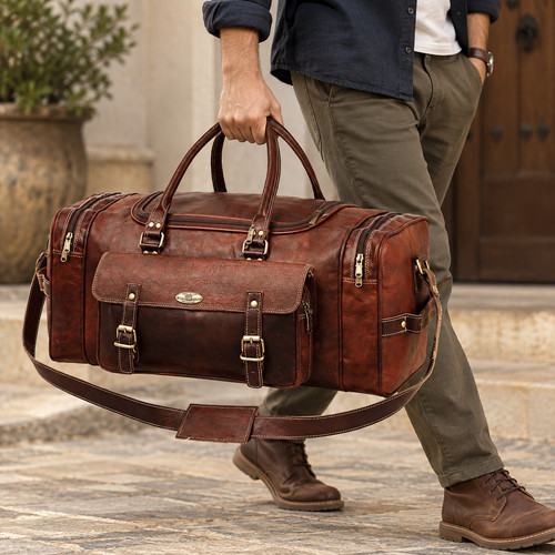 Herren echtleder reisetasche - echtleder,