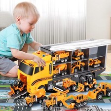 12 in1 Baufahrzeug Autos Bagger Baustelle LKW Kinder Spielzeug Transporter Autos