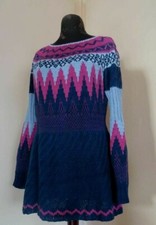 Norweger modern Damen 40  Mehrfarbig Longpullover Strickkleid  Baumwolle