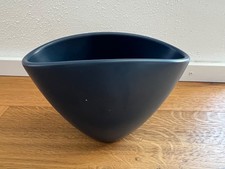 Übertopf blau rauchblau oval Pflanzschale Keramik