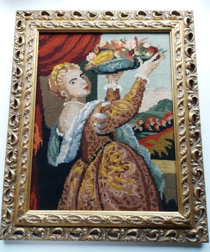 Gobelin stickbild frau mit - frau,