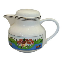 Vintage Villeroy & Boch Naif Design weiße Keramikkanne Landhaus Stil Dekor