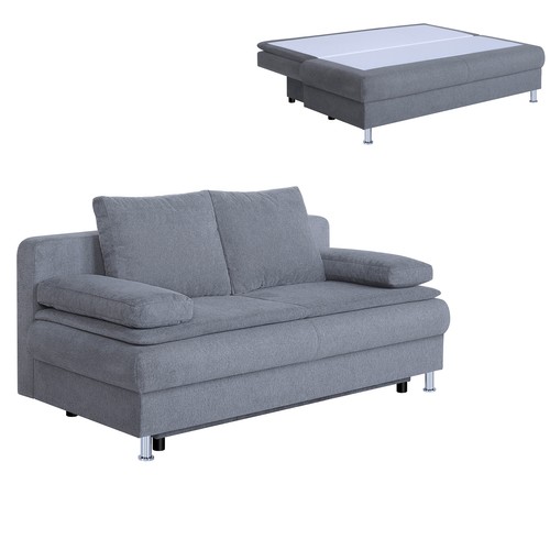 Schlafsofa grau staukasten - -,