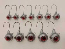 3er Jig-Kopf, Fireball-Jig  VMC 9147 Mit 2 Ösen je 1  oben und unten, mit Augen