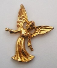 M164) Goldfarbene Brosche Schutzengel Fee Anstecker Prise Verschluss Pin