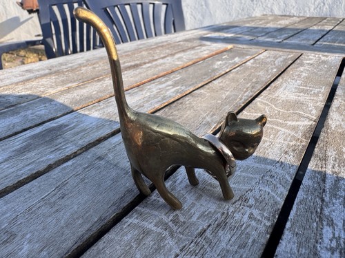Vintage katzenfigur messing - katzenfigur,