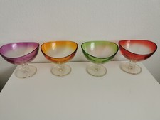 4 Bunte Dessert Schalen aus Glas