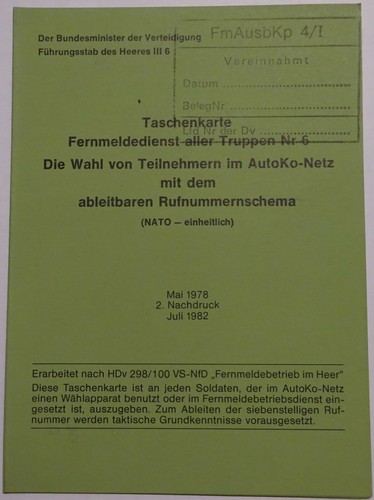 Taschenkarte fernmeldedienst - taschenkarte,