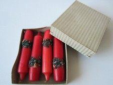 4 antike rote Adventskerzen °°° MOTIVKERZEN °°° Zweige Glocken Tannenzapfen