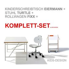 KOMPLETT-SET - Kinderschreibtisch Eiermann 150 x 75 cm + Stuhl weiß + Container!