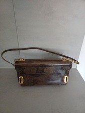Elegante braun schwarze Schlangenleder Damen Handtasche, Vintage 60er/70er Jahre