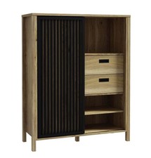 Highboard inkl. 1 Tür und 2 Schubladen Mauvella-Eiche / Schwarz