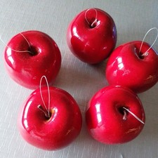 5 Stück große Deko Äpfel Hochglanz Herbstdeko zum hängen rot 8 cm Durchmesser 