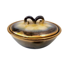 D&B Höhr Porzellan Deckelschale 50er Perlmutt Grün Goldrand Vintage Rarität Top