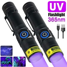 2X 365NM UV LED Flashlight USB