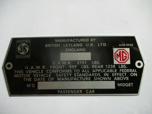 Typenschild midget british - typenschild,