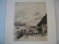ALEXANDER ECKENER Radierung "Landschaft mit Kühen und Magd" Nr. 173 WV Rummel 
