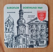 * ALTER BIERDECKEL * DORTMUNDER RITTERBIER EUROFLOR 1969 MARIENKIRCHE
