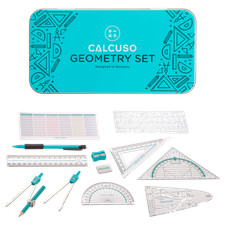 CALCUSO Geometrie Set 14-teilig – Metallbox mit Zirkel, Geodreieck & Lineal