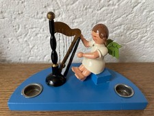 Weihnachten Erzgebirge Leuchter Engel alt sitzend spielt Harfe
