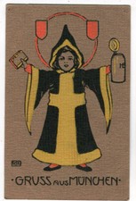 Künstler LItho AK München,signiert Ost,Münchener Kindl,HB Bier-Krug 1909