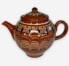 Keramik Tee Kanne Bulgarien Volkskunst Handgefertigt Dekor Geschirr Vintage 80er