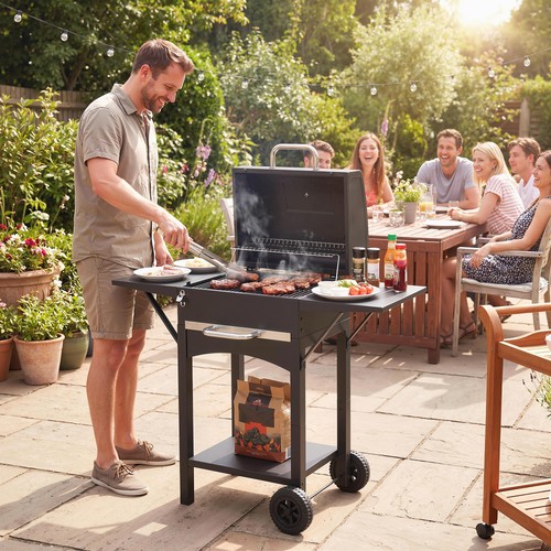 Outsunny holzkohlegrill mit - holzkohlegrill,